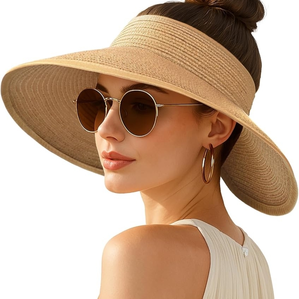 Amazon Tan Sun Hat w/ Wide Brim & Bow